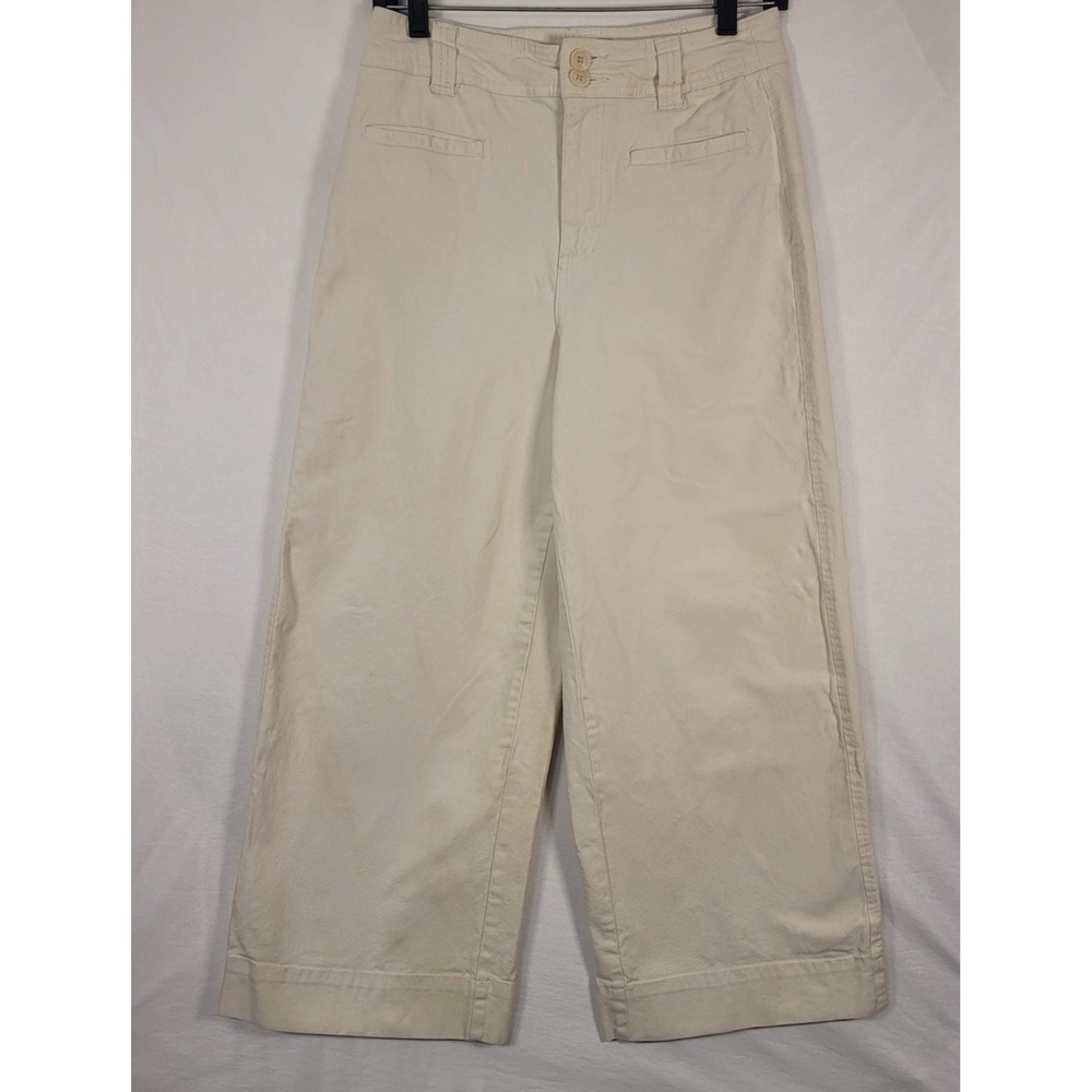 A New Day Pants‎ Womens 4 Beige Wide Leg Cropped Stretch Chino Casual Khaki
